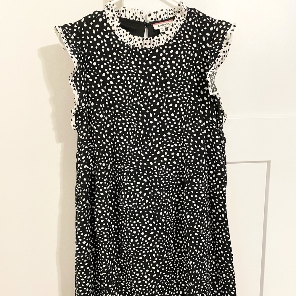 Black & White Polka Dot Knit Dress MEDIUM
